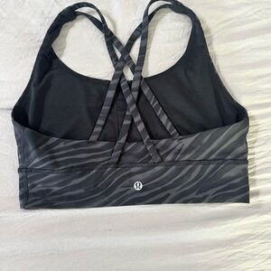 lululemon athletica Black Strappy Sports Bra with Subtle Zebra-Print Band